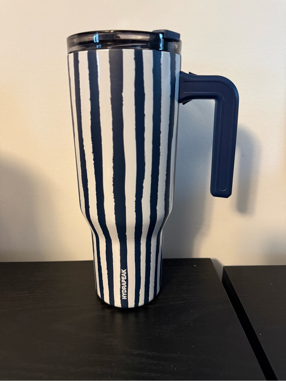 Hydrapeak Navy Stripe Insulated Travel Mug with Handle